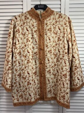 Vintage Hand Embroidered Beige  Kashmiri Women’s Jacket